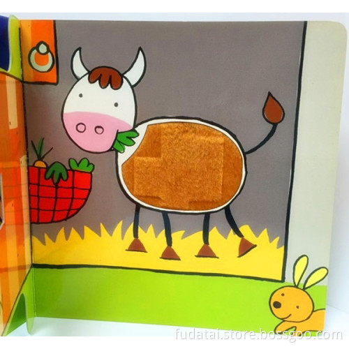FDT customized kids colorful story board book with toy